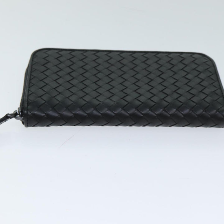 Bottega veneta INTRECCIATO Long Wallet Leather Black Auth 74890