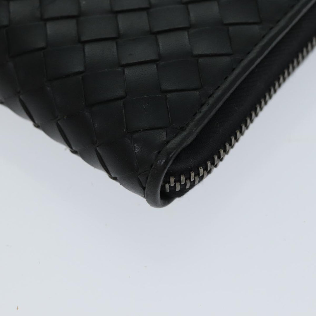 Bottega veneta INTRECCIATO Long Wallet Leather Black Auth 74890