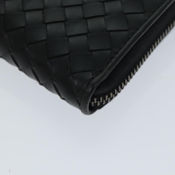 Bottega veneta INTRECCIATO Long Wallet Leather Black Auth 74890