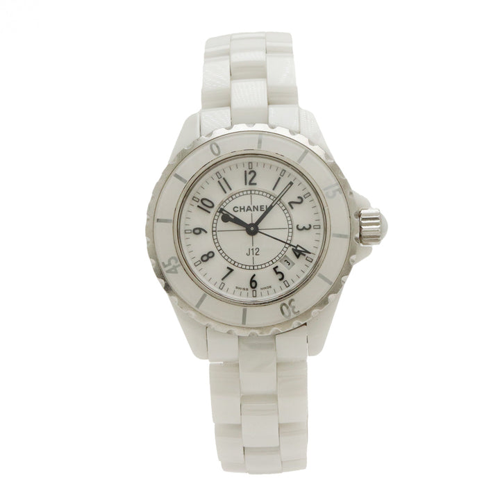 Top Quality Chanel J12 White Ceramic White 33mm Date Lady QZ Quartz Watch H0968