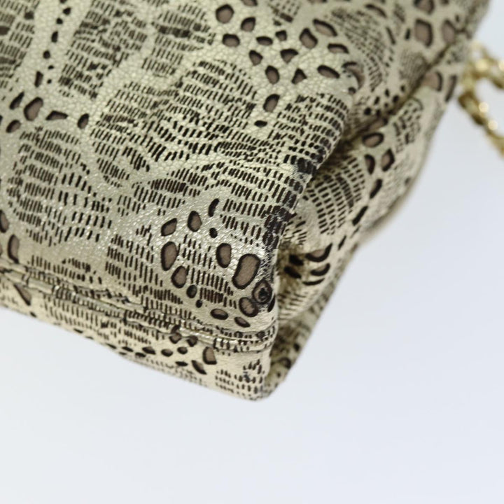 Burberry Chain Shoulder Bag Leather Gold Auth 74996