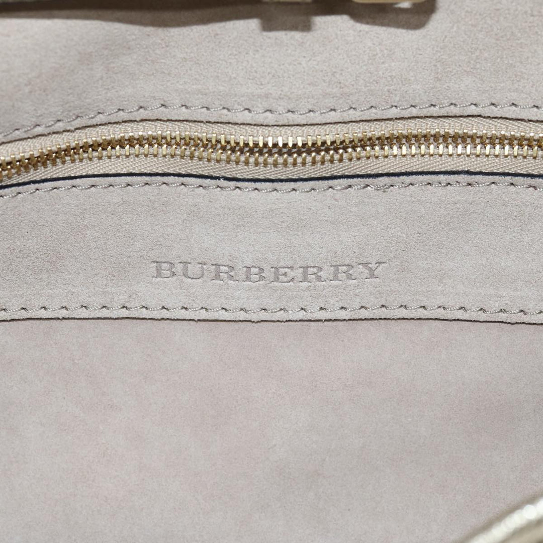 Burberry Chain Shoulder Bag Leather Gold Auth 74996