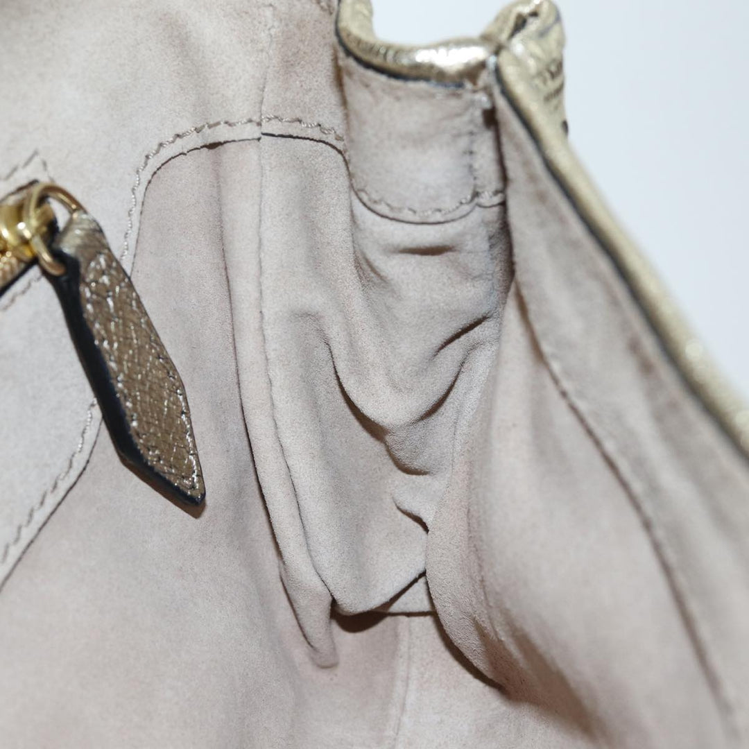 Burberry Chain Shoulder Bag Leather Gold Auth 74996
