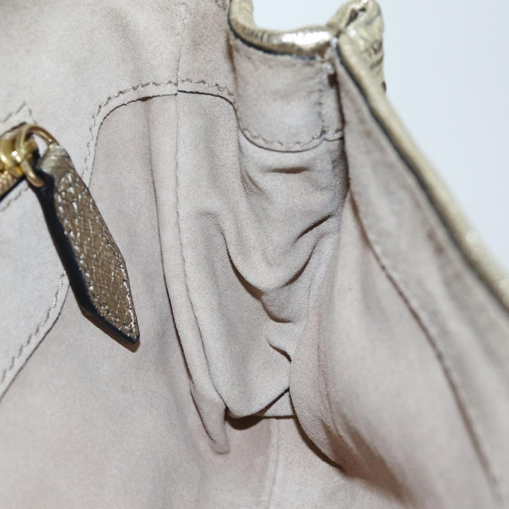 Burberry Chain Shoulder Bag Leather Gold Auth 74996