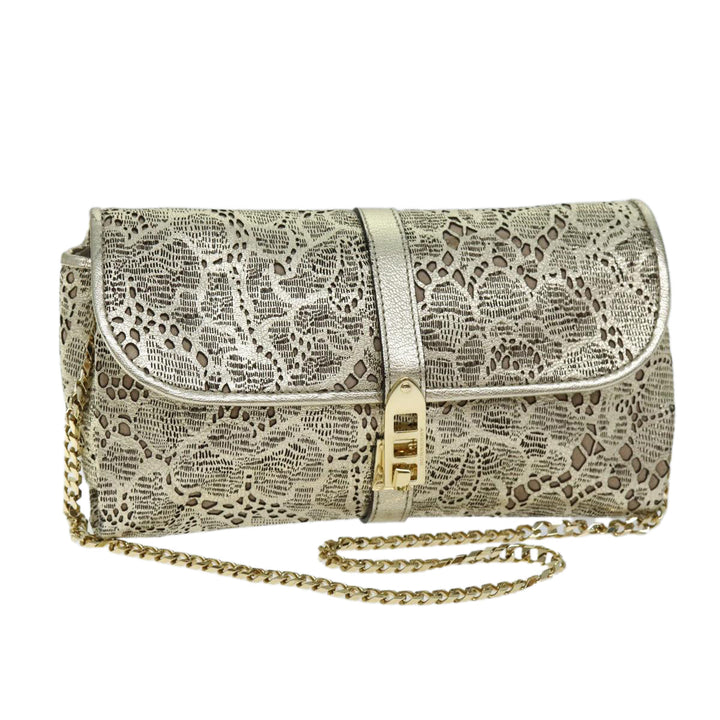Burberry Chain Shoulder Bag Leather Gold Auth 74996