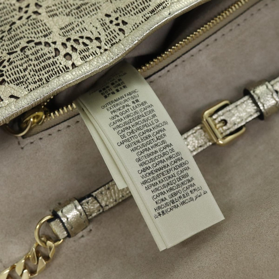 Burberry Chain Shoulder Bag Leather Gold Auth 74996