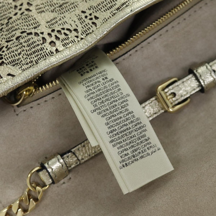 Burberry Chain Shoulder Bag Leather Gold Auth 74996