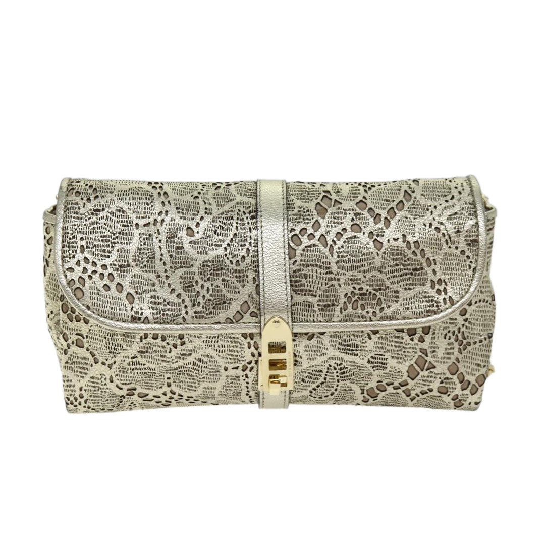 Burberry Chain Shoulder Bag Leather Gold Auth 74996