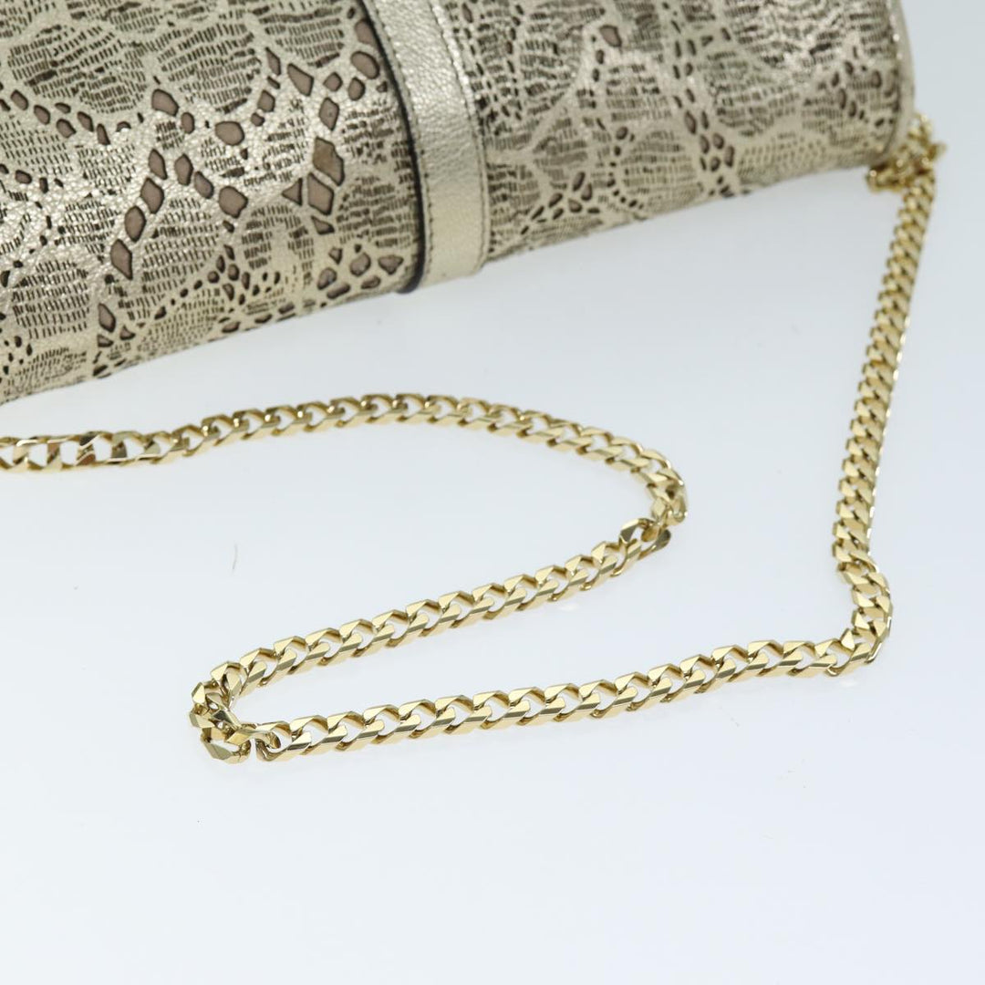 Burberry Chain Shoulder Bag Leather Gold Auth 74996