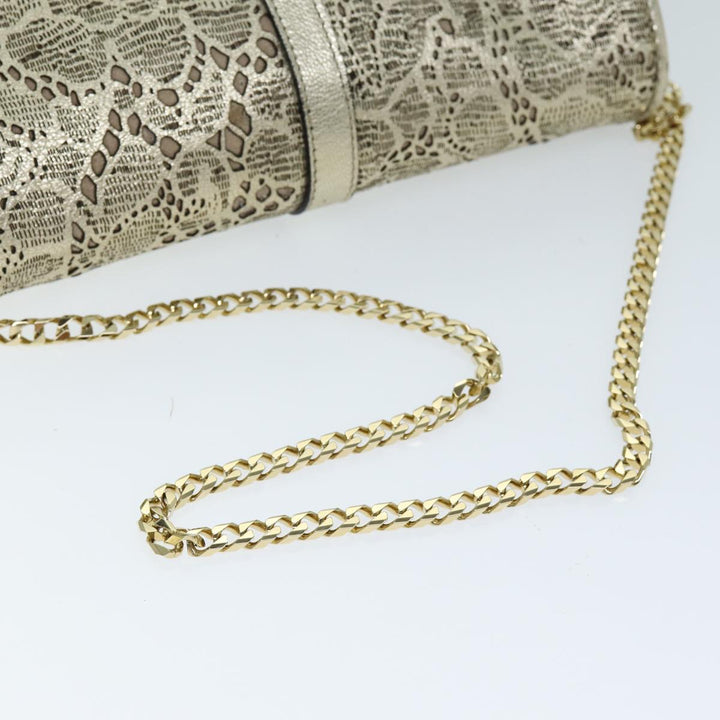 Burberry Chain Shoulder Bag Leather Gold Auth 74996