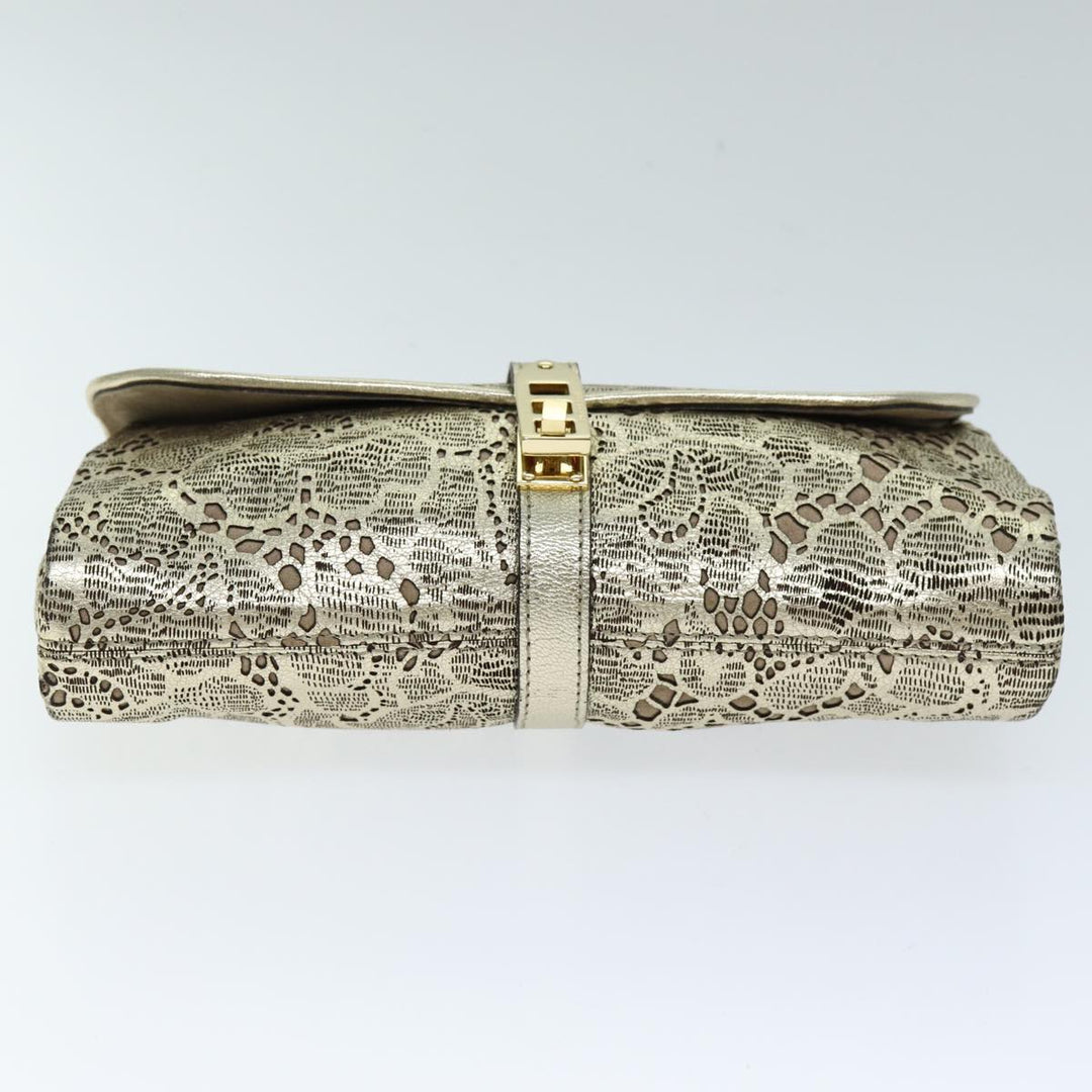 Burberry Chain Shoulder Bag Leather Gold Auth 74996