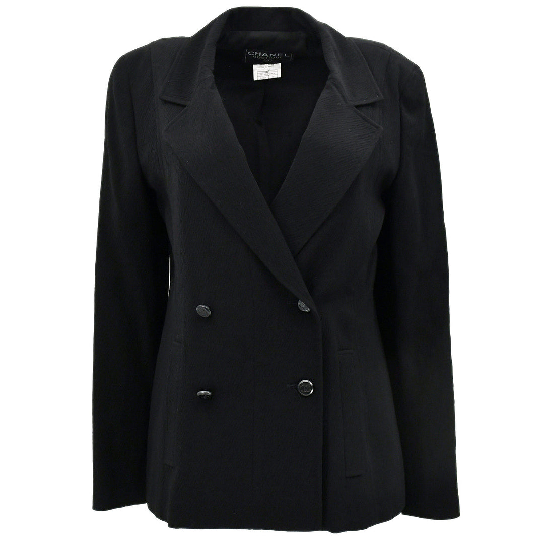 Top Quality Chanel Double Breasted Jacket Black 98A #38