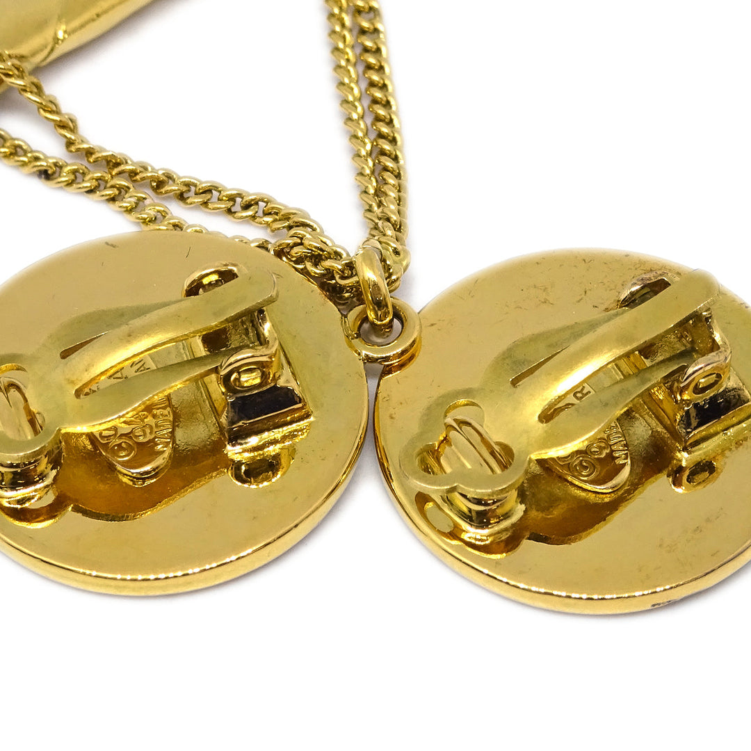 Top Quality Chanel 1994 Bag Dangle Earrings Clip-On Gold