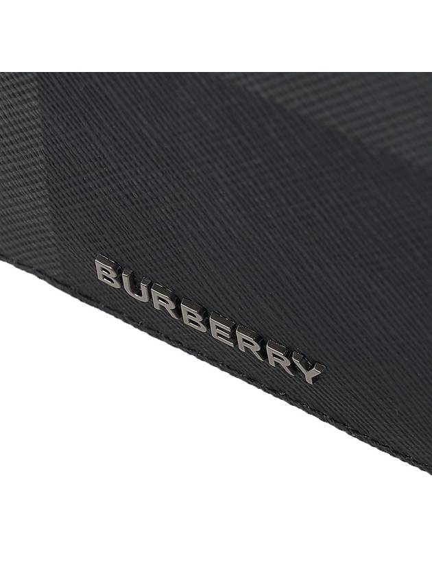 Burberry Logo Checked Leather Long Wallet Charcoal