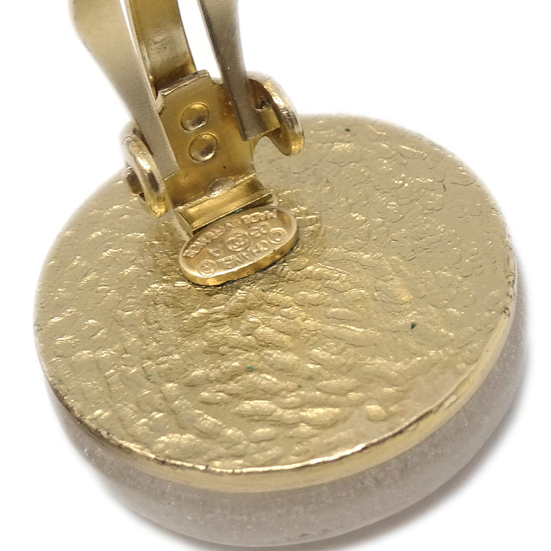 Top Quality Chanel Button Earrings Clip-On White 03A