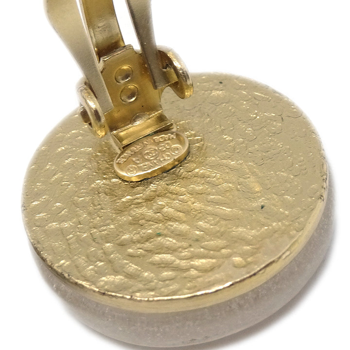 Top Quality Chanel Button Earrings Clip-On White 03A