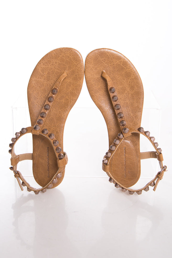 Balenciaga Tan T-Strap Sandals SZ 36