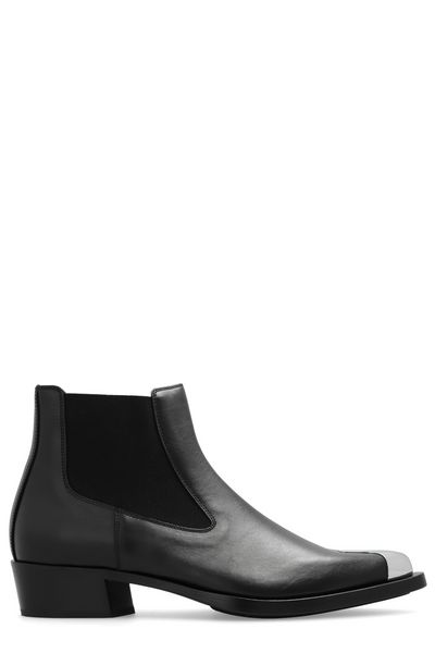 Punk Pointed Toe Leather Chelsea Ankle Boots