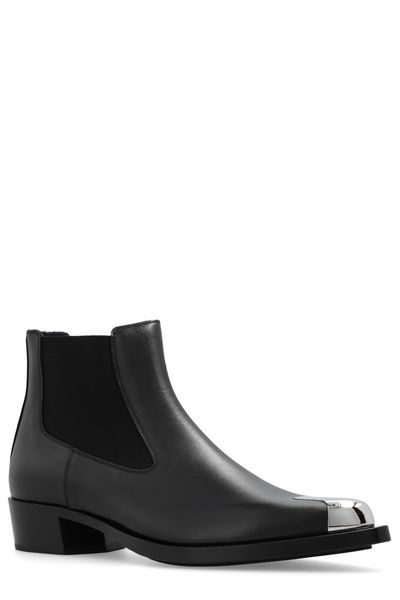 Punk Pointed Toe Leather Chelsea Ankle Boots