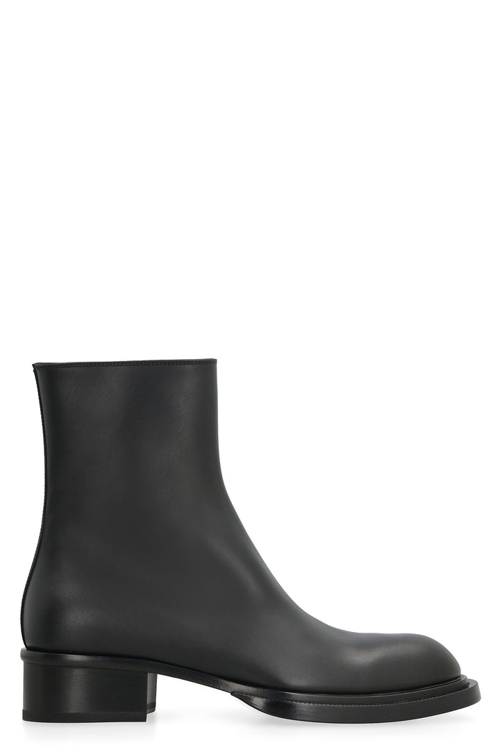 STACK LEATHER ANKLE BOOTS