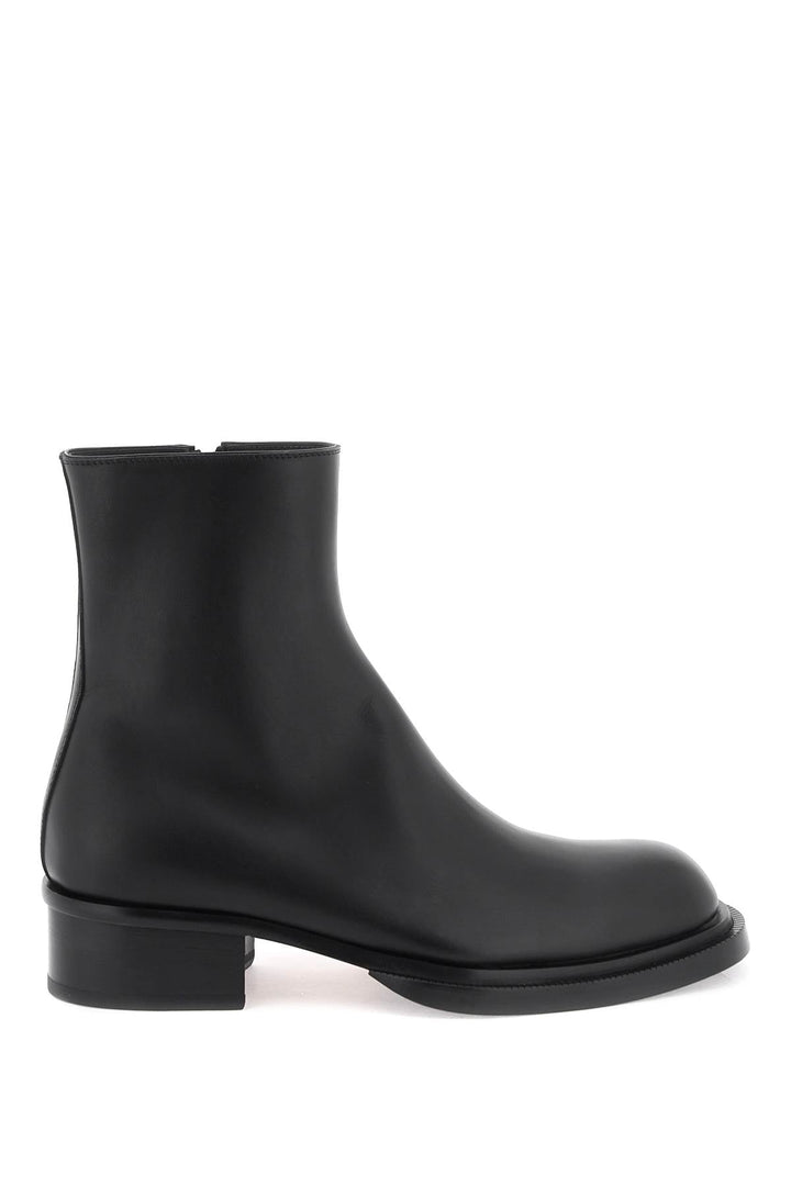 STACK LEATHER ANKLE BOOTS