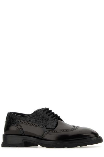 LEATHER & RAFFIA BROQUE DETAIL SHOES