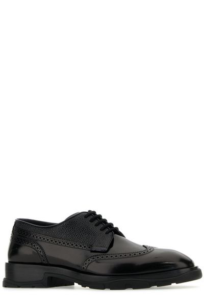 LEATHER & RAFFIA BROQUE DETAIL SHOES