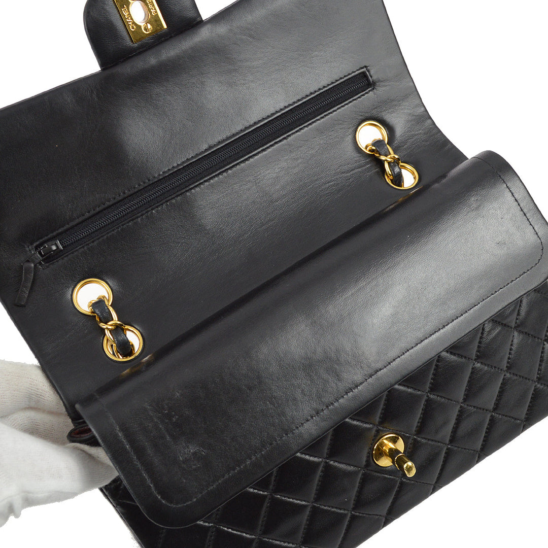 Top Quality Chanel 2000-2001 Black Lambskin Medium Classic Double Flap Bag