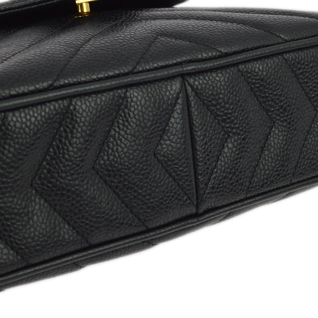 Top Quality Chanel Black Caviar Skin Pocket Camera Bag