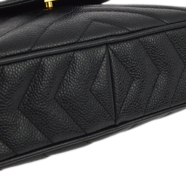 Top Quality Chanel Black Caviar Skin Pocket Camera Bag