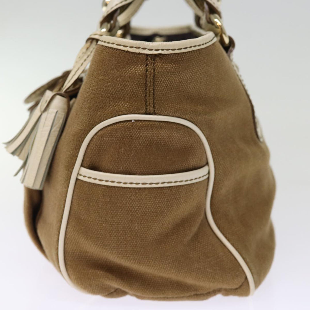 Celine Hand Bag Canvas Brown Auth 75136