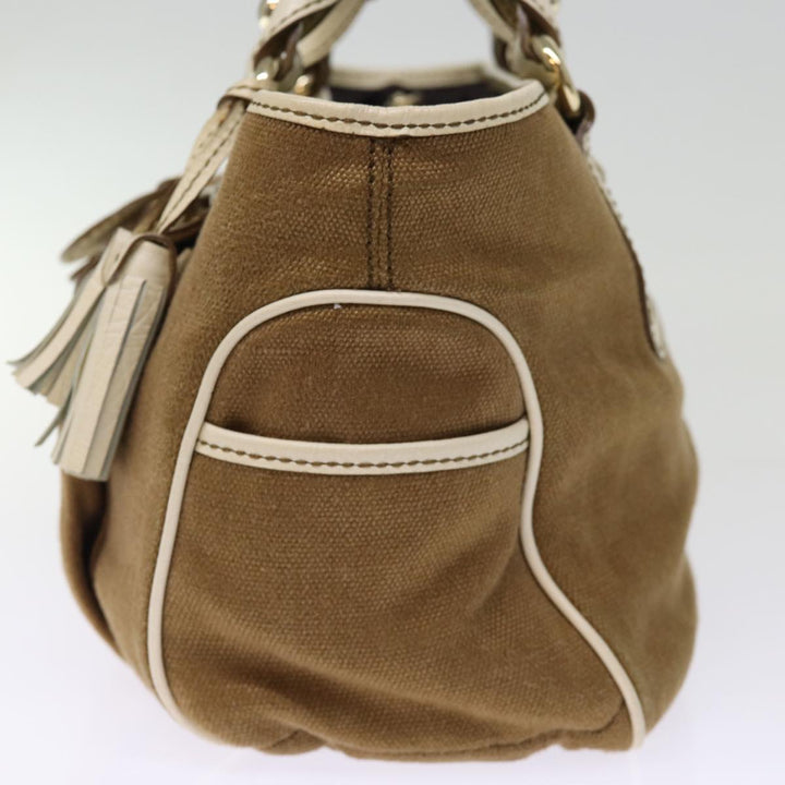 Celine Hand Bag Canvas Brown Auth 75136
