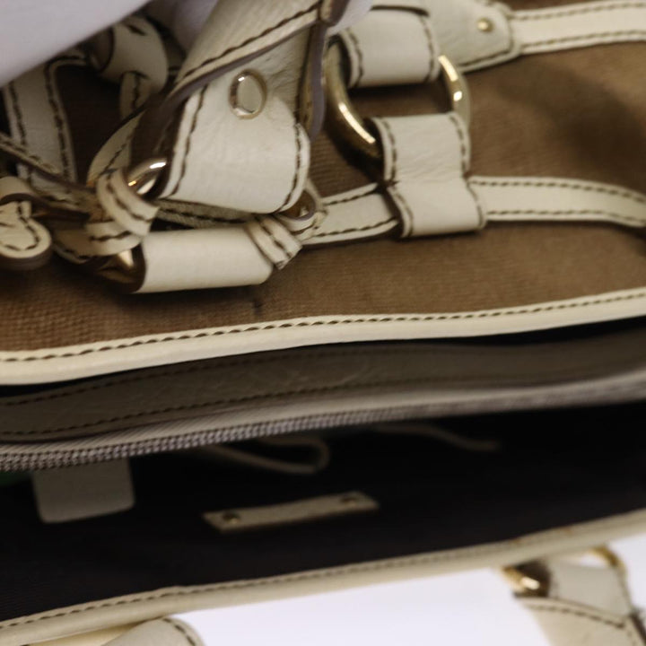Celine Hand Bag Canvas Brown Auth 75136