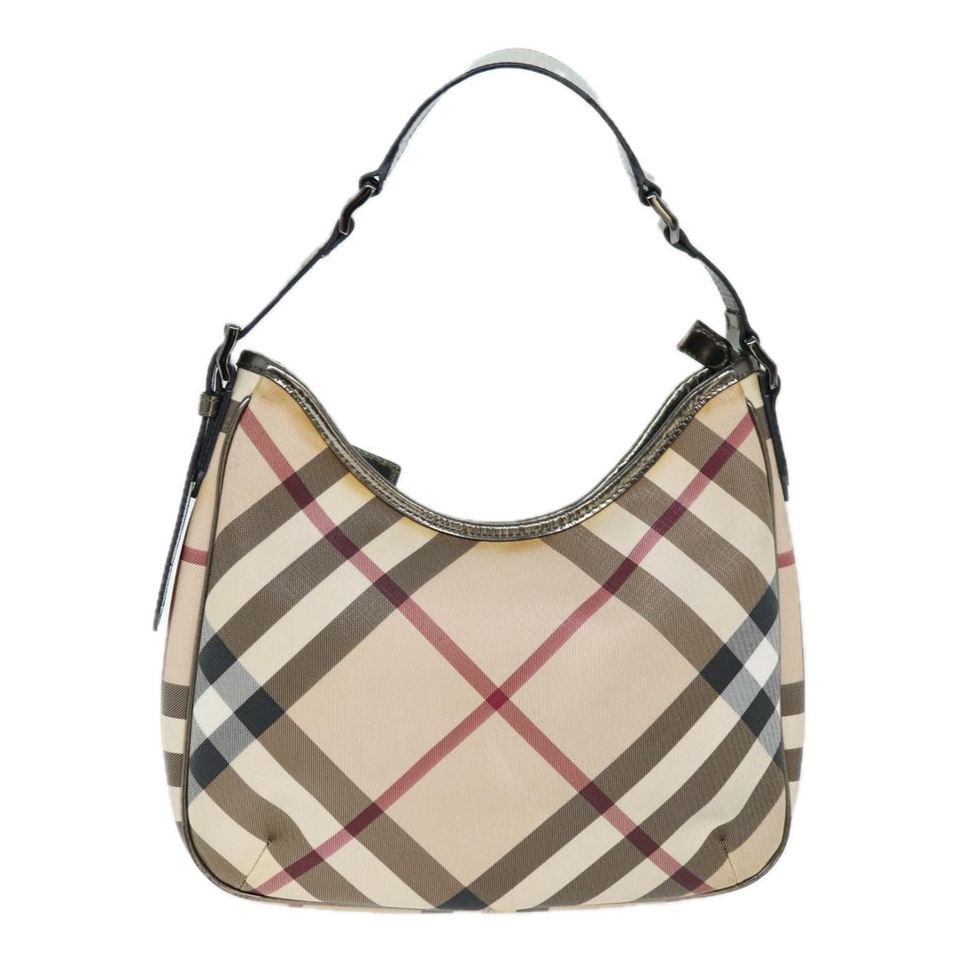 Burberry Nova Check Shoulder Bag Coated Canvas Beige Auth 75141