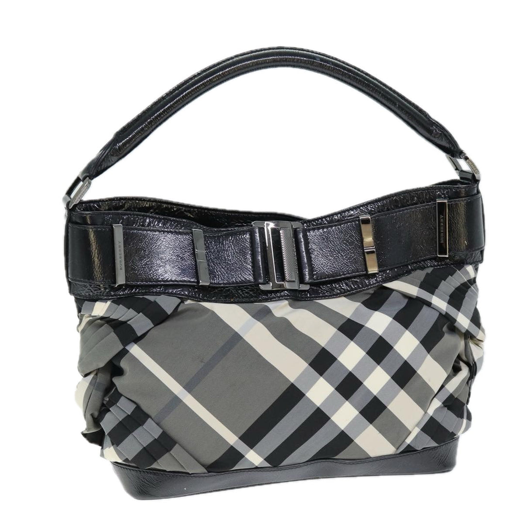 Burberry Nova Check Shoulder Bag Nylon Gray Auth 75142