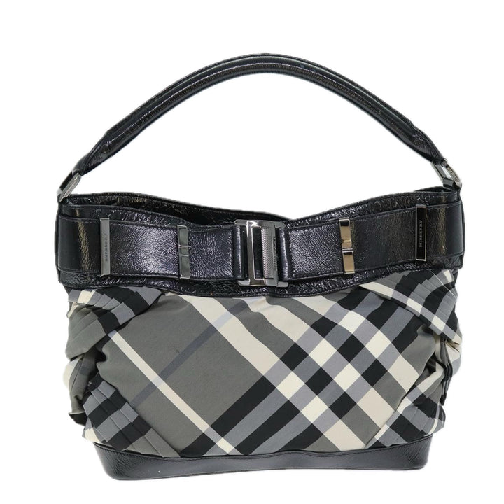 Burberry Nova Check Shoulder Bag Nylon Gray Auth 75142