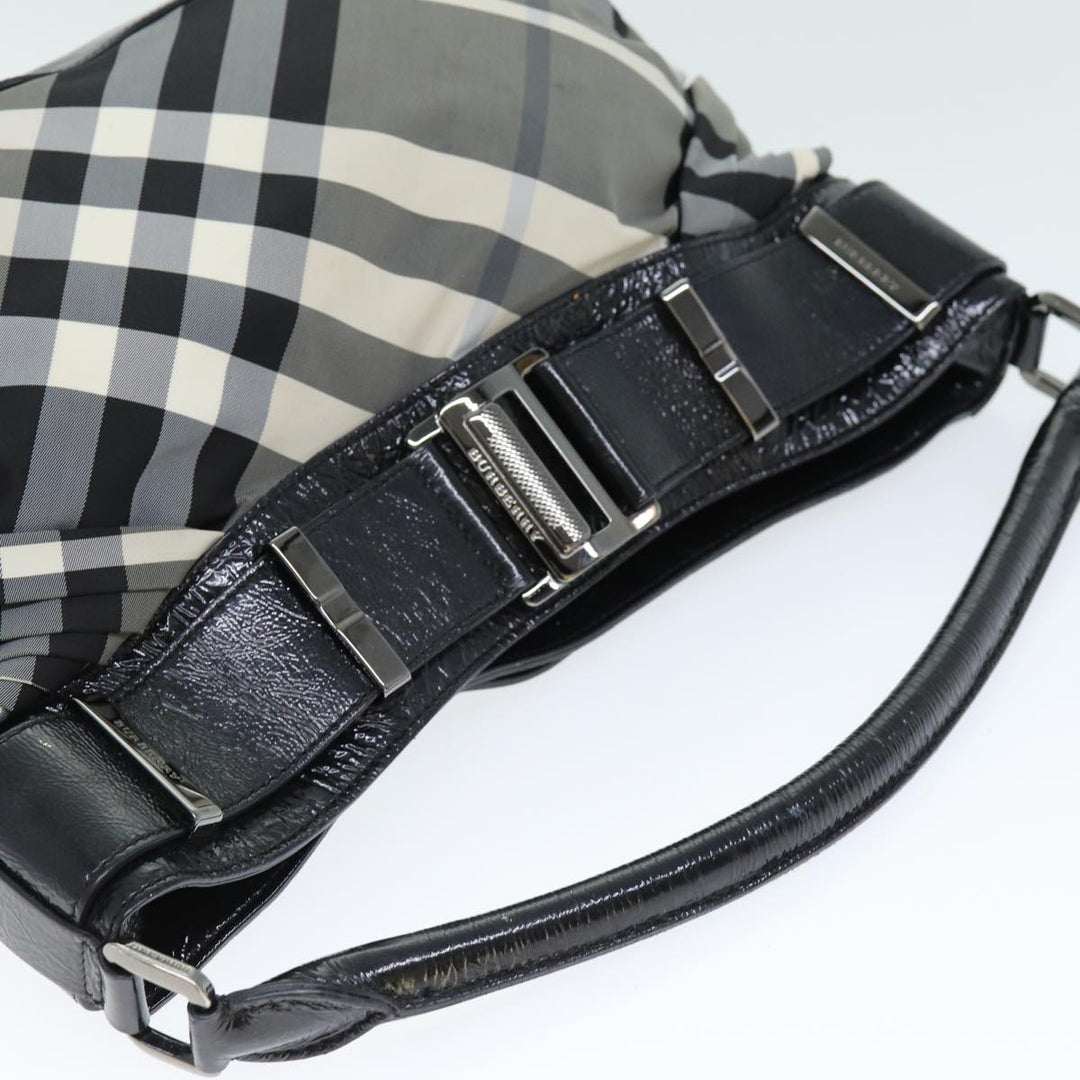 Burberry Nova Check Shoulder Bag Nylon Gray Auth 75142