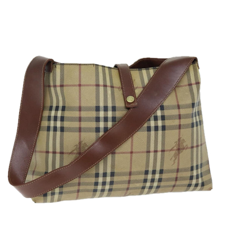 BURBERRY Nova Check Shoulder Bag PVC Beige Auth 75145