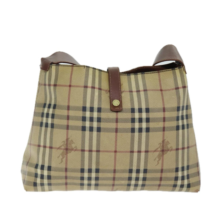 BURBERRY Nova Check Shoulder Bag PVC Beige Auth 75145