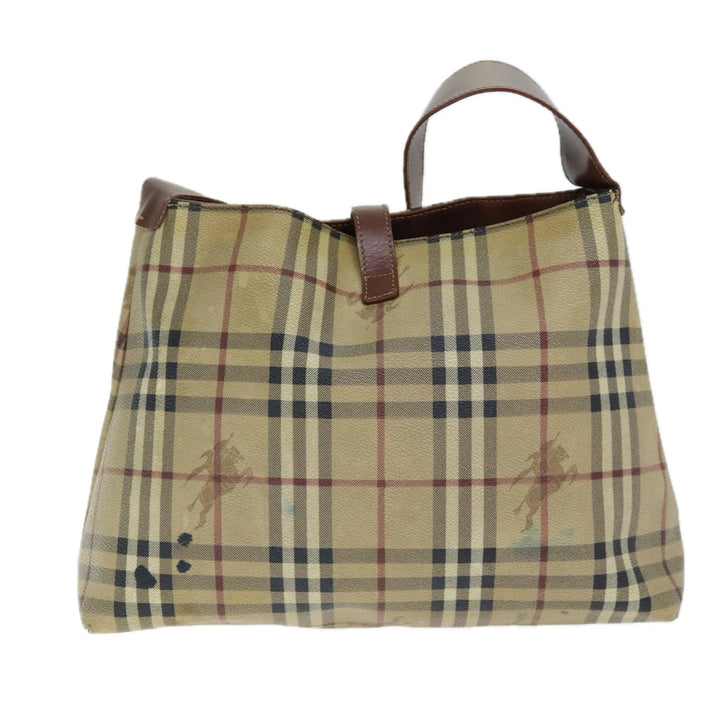 BURBERRY Nova Check Shoulder Bag PVC Beige Auth 75145