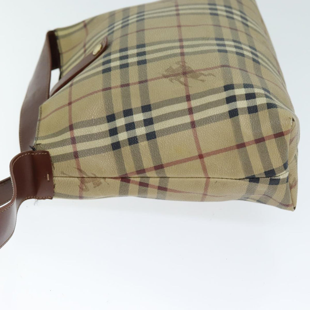 BURBERRY Nova Check Shoulder Bag PVC Beige Auth 75145
