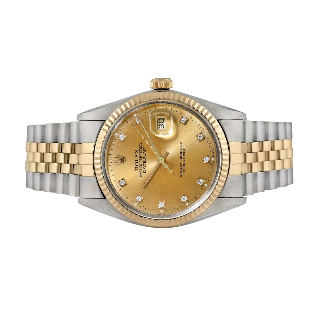Rolex Men's Two-tone Datejust with Factory Diamonds, item #39