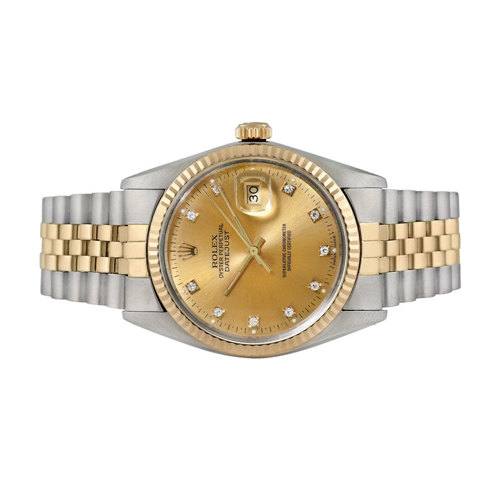 Rolex Men's Two-tone Datejust with Factory Diamonds, item #39