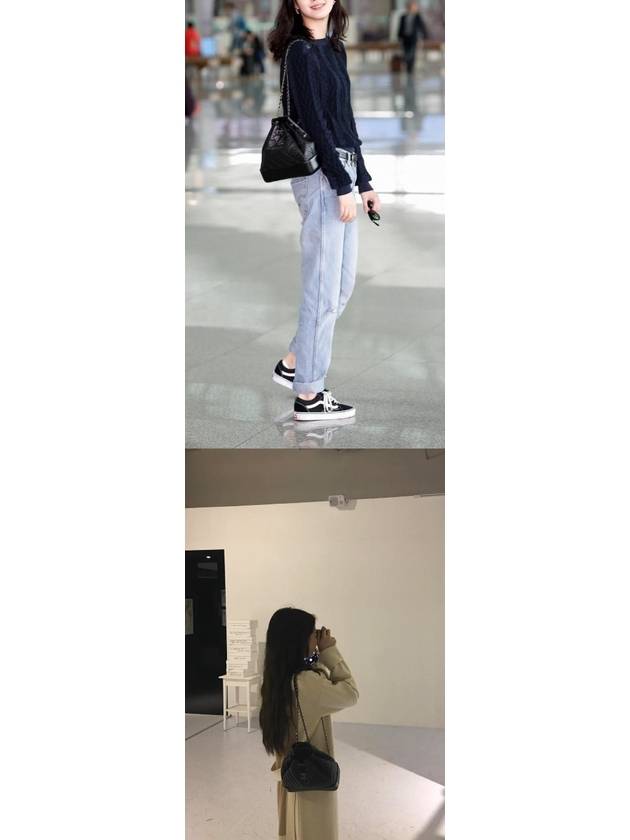 Aged Calfskin Small Gabrielle Backpack Black Chanel