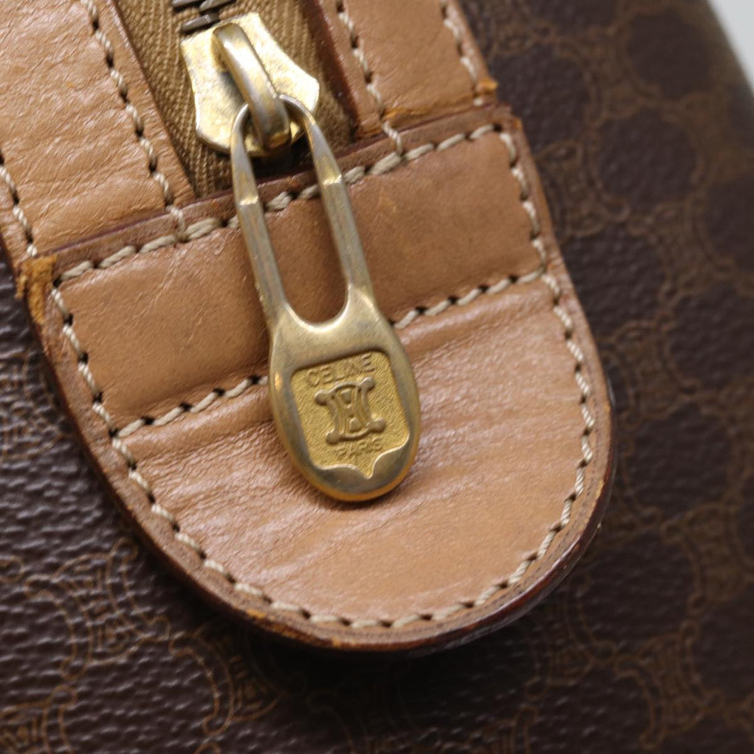 Celine Macadam Canvas Boston Bag PVC Brown Auth 75235