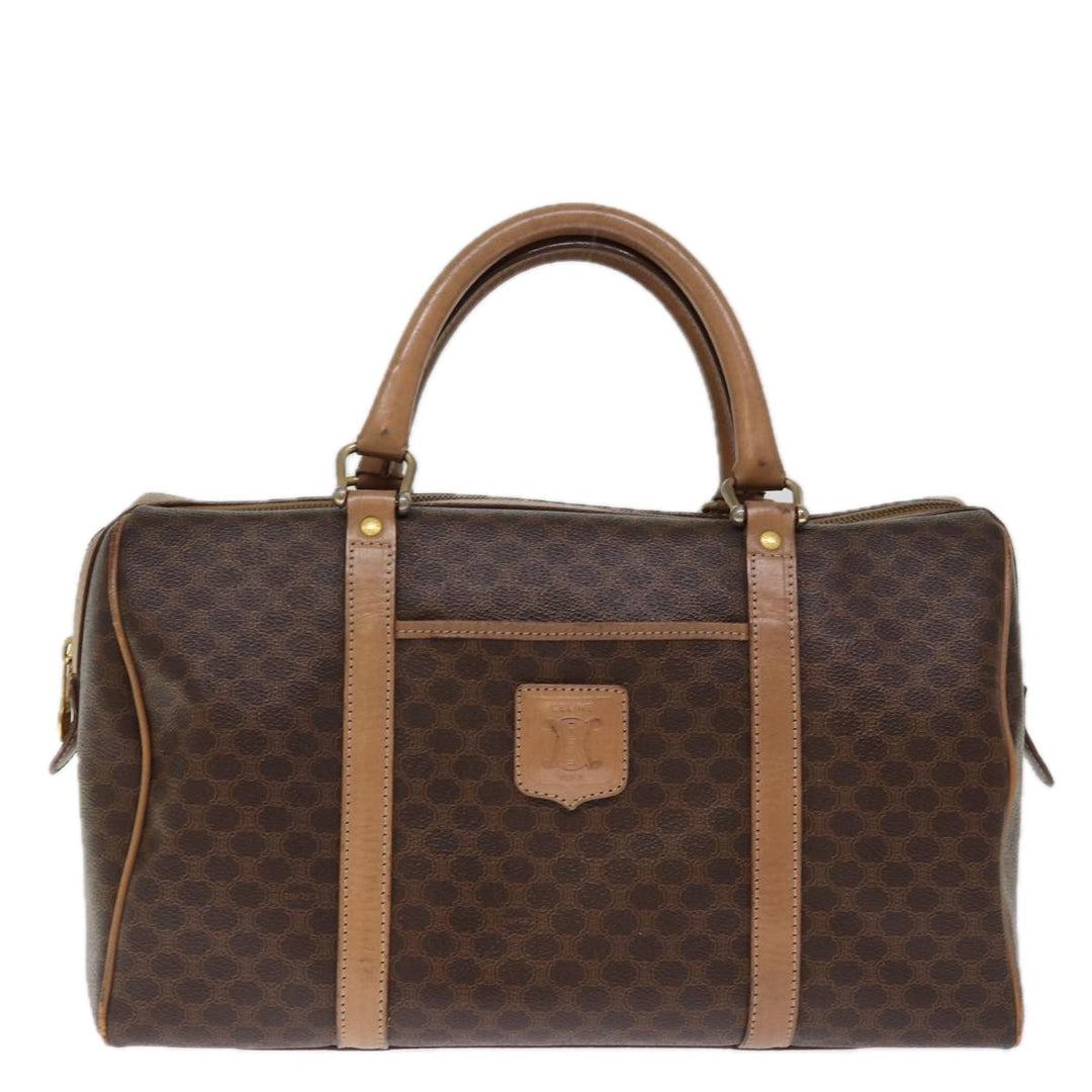 Celine Macadam Canvas Boston Bag PVC Brown Auth 75235
