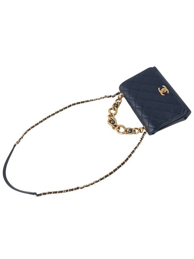 AS2639 Triple Pearl Chain Turnlock Flap Shoulder Bag Department Store Invoice 33802 Chanel