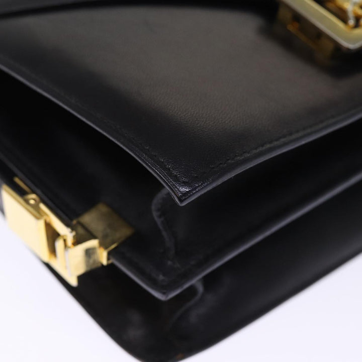 Celine Horse Carriage Shoulder Bag Leather Black Auth 75266