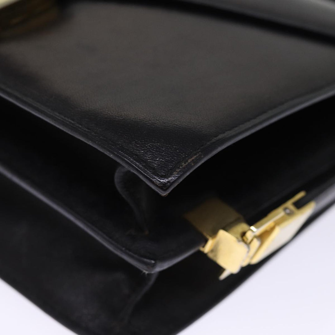 Celine Horse Carriage Shoulder Bag Leather Black Auth 75266