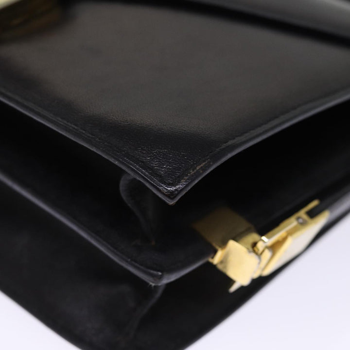Celine Horse Carriage Shoulder Bag Leather Black Auth 75266
